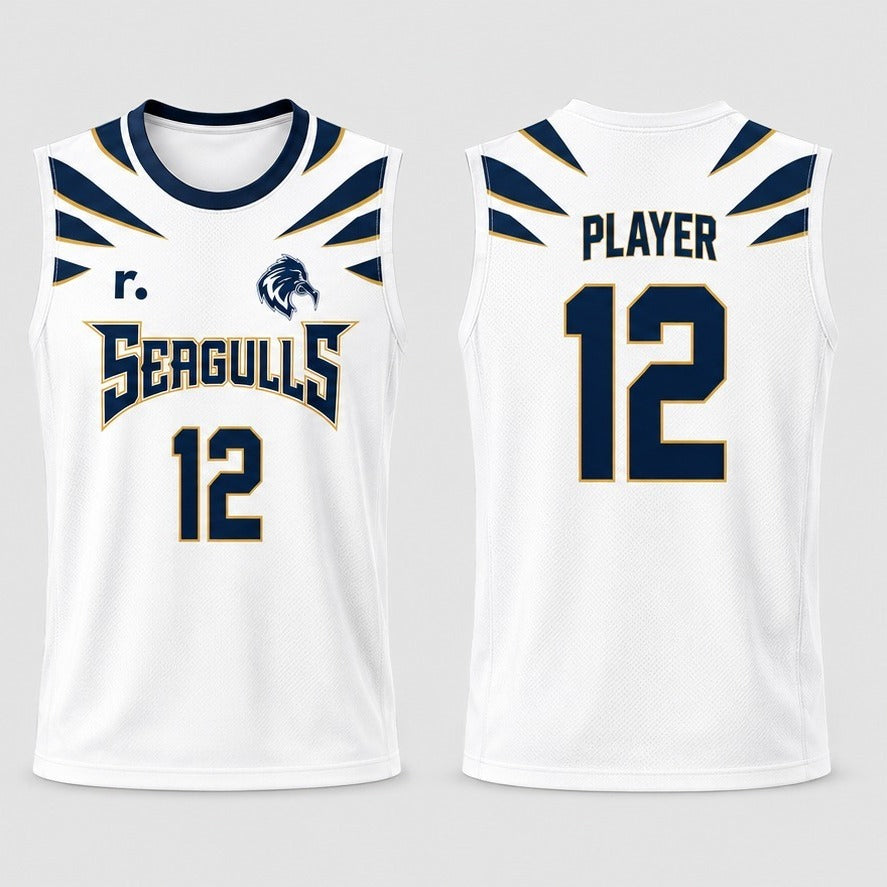 Maillot de match Seagulls blanc, face et dos