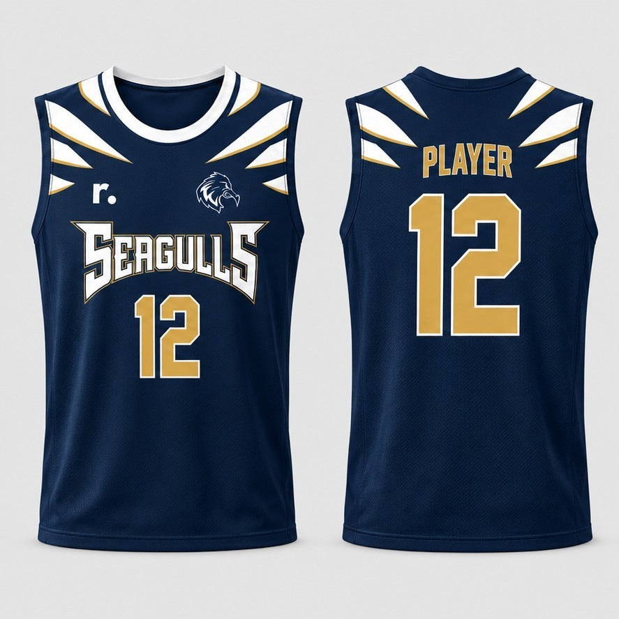 Maillot de match Seagulls navy, face et dos