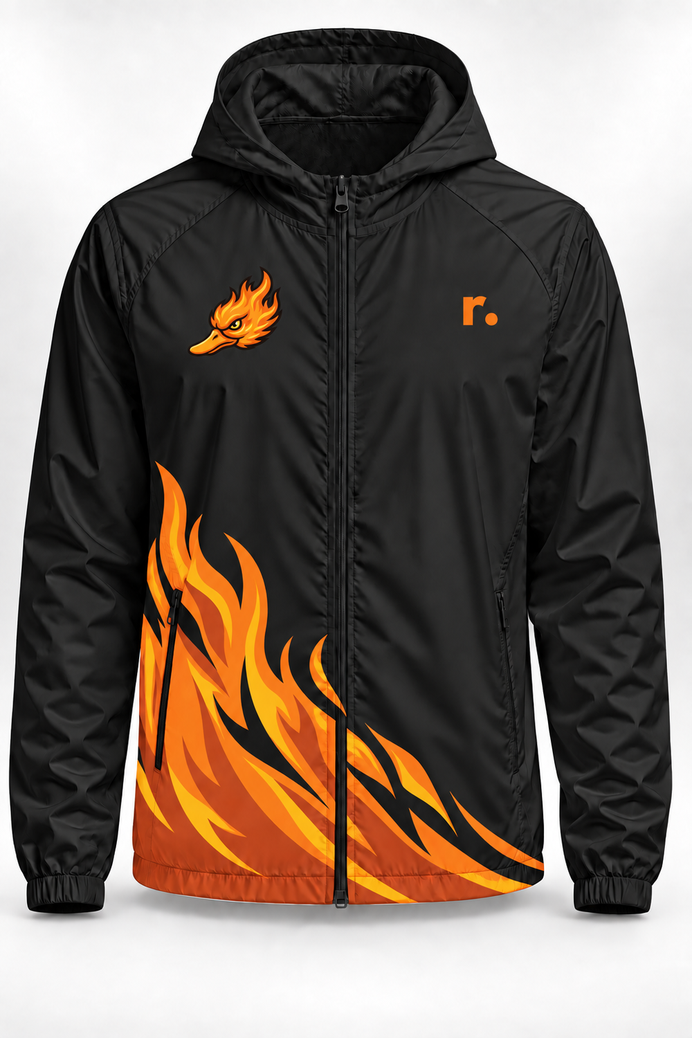 Veste de pluie zippée Spicy Ducks orange - Noir / Flammes