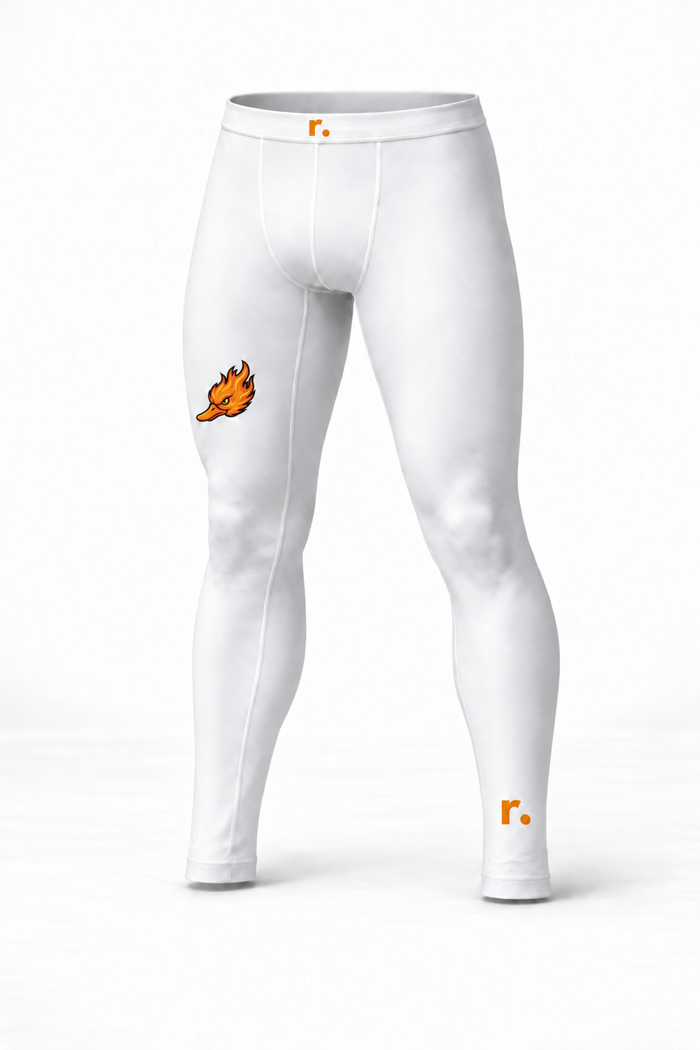 Legging compression 2 jambes Spicy Ducks orange - Blanc