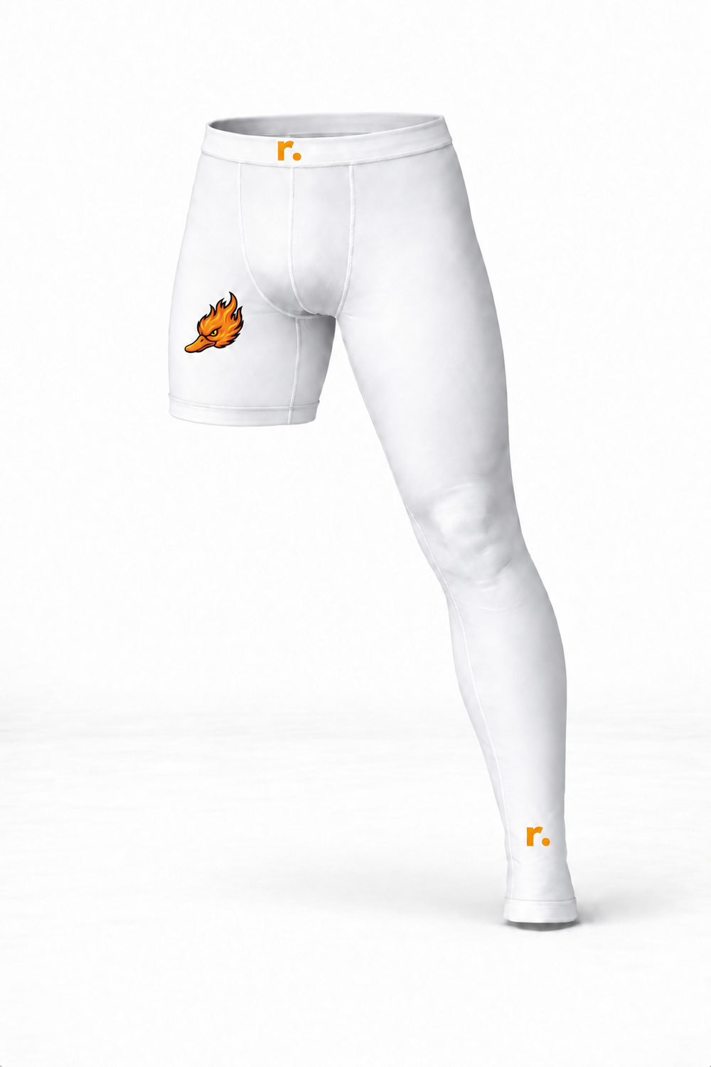 Compression 1 jambe Spicy Ducks orange - Blanc