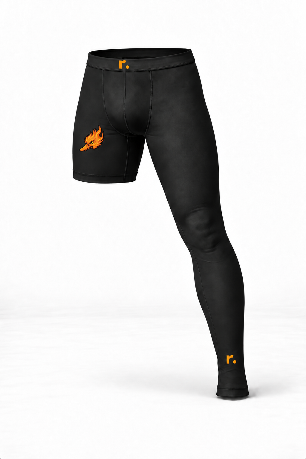 Compression 1 jambe Spicy Ducks orange - Noir
