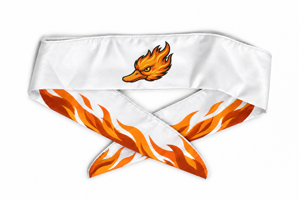 Bandeau à nouer Spicy Ducks orange - Blanc / Flammes