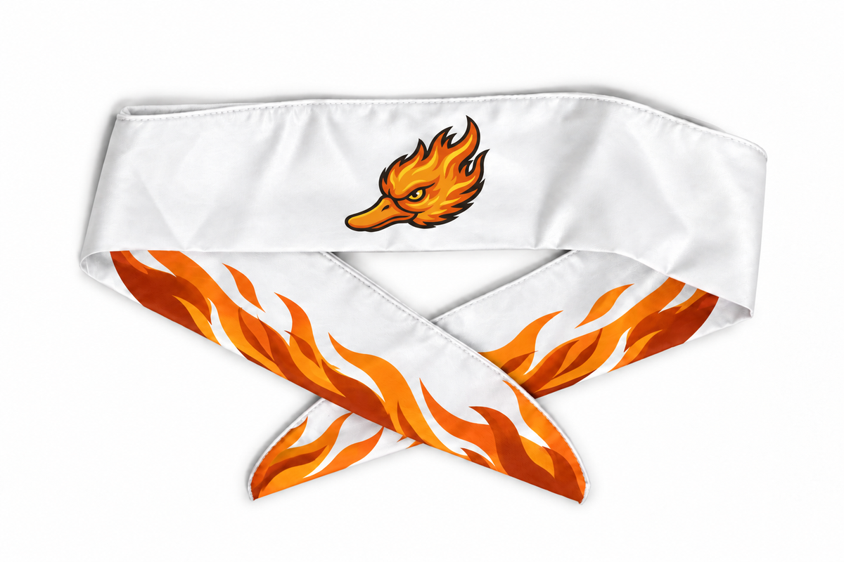 Bandeau à nouer Spicy Ducks orange - Blanc / Flammes