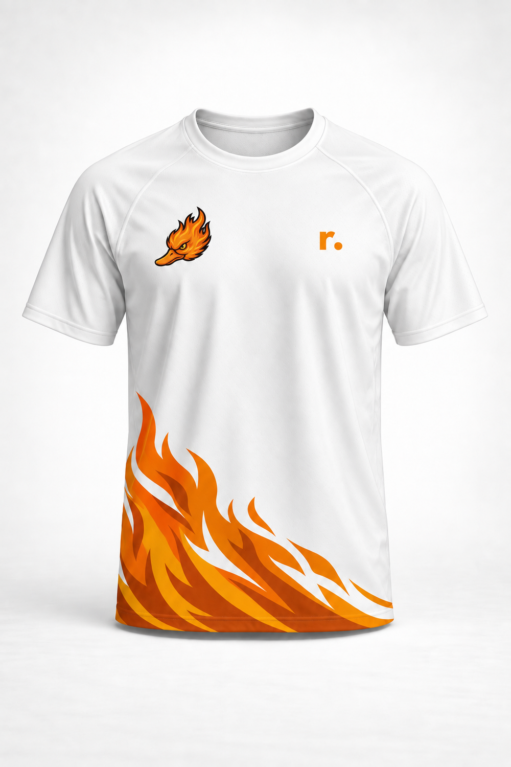 T-shirt synthétique Spicy Ducks orange - Blanc / Flammes