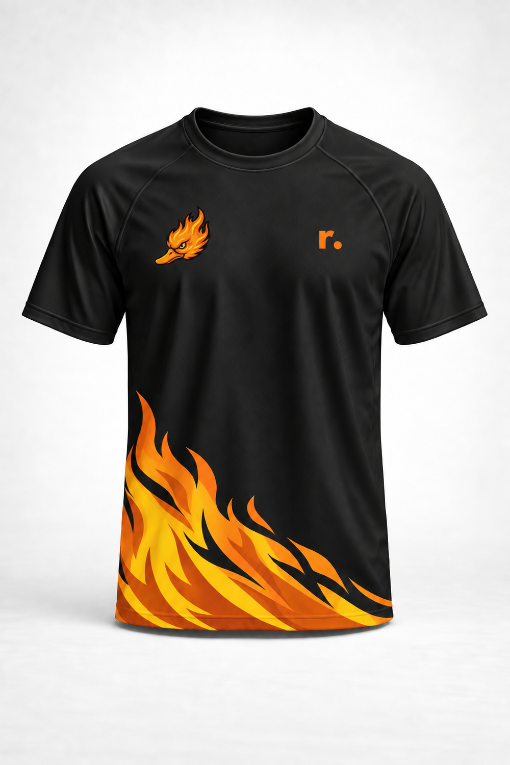 T-shirt synthétique Spicy Ducks orange - Noir / Flammes