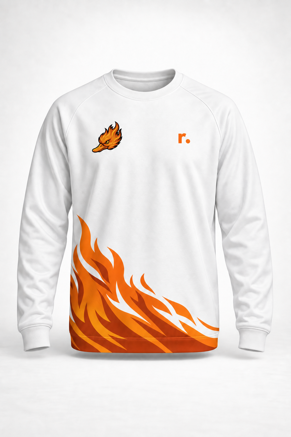 Pull synthétique Spicy Ducks orange - Blanc / Flammes