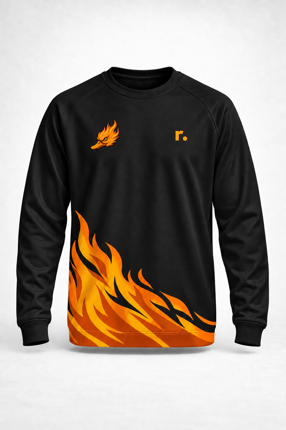 Pull synthétique Spicy Ducks orange - Noir / Flammes