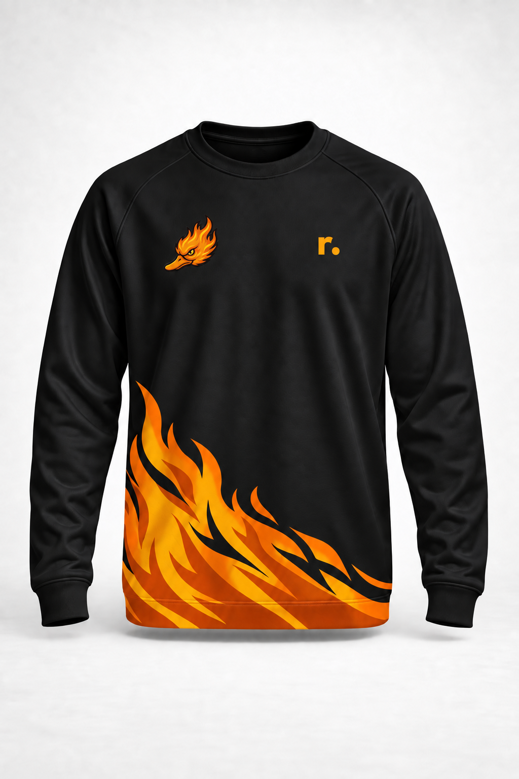 Pull synthétique Spicy Ducks orange - Noir / Flammes