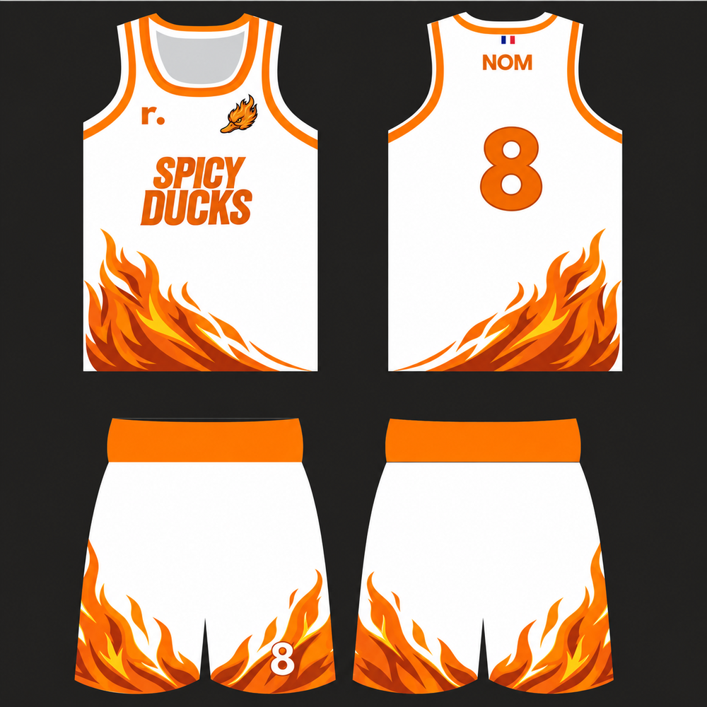 Ensemble maillot réversible + short Spicy Ducks orange - Réversible