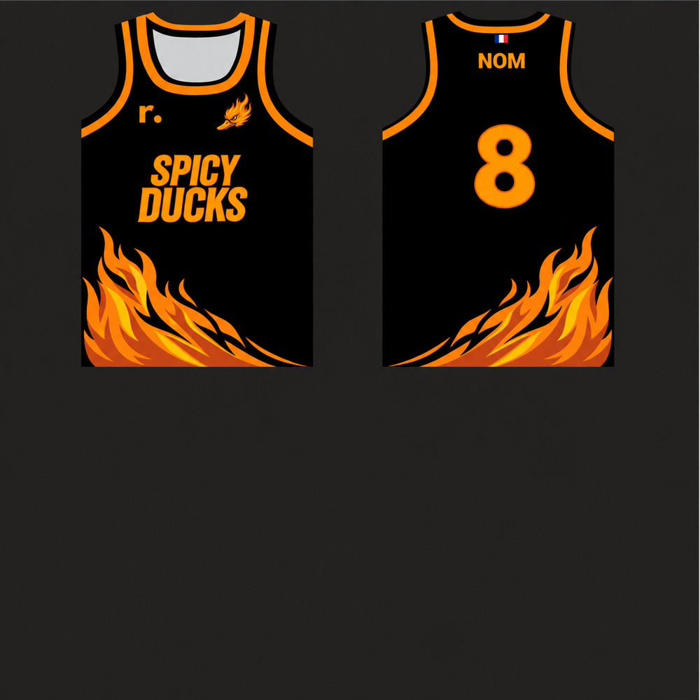 Ensemble maillot réversible + short Spicy Ducks orange - Réversible