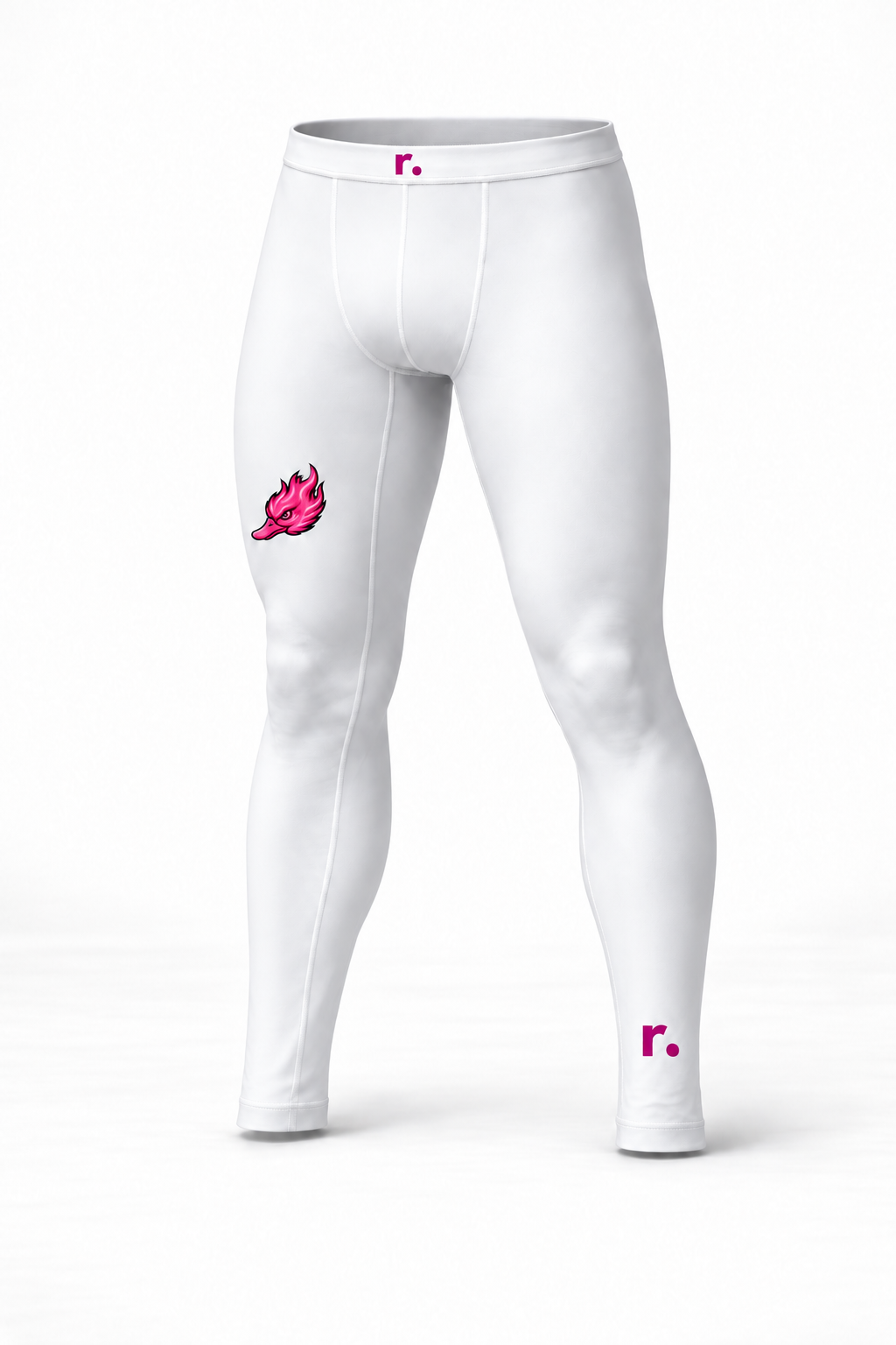 Legging compression 2 jambes Spicy Ducks rose - Blanc
