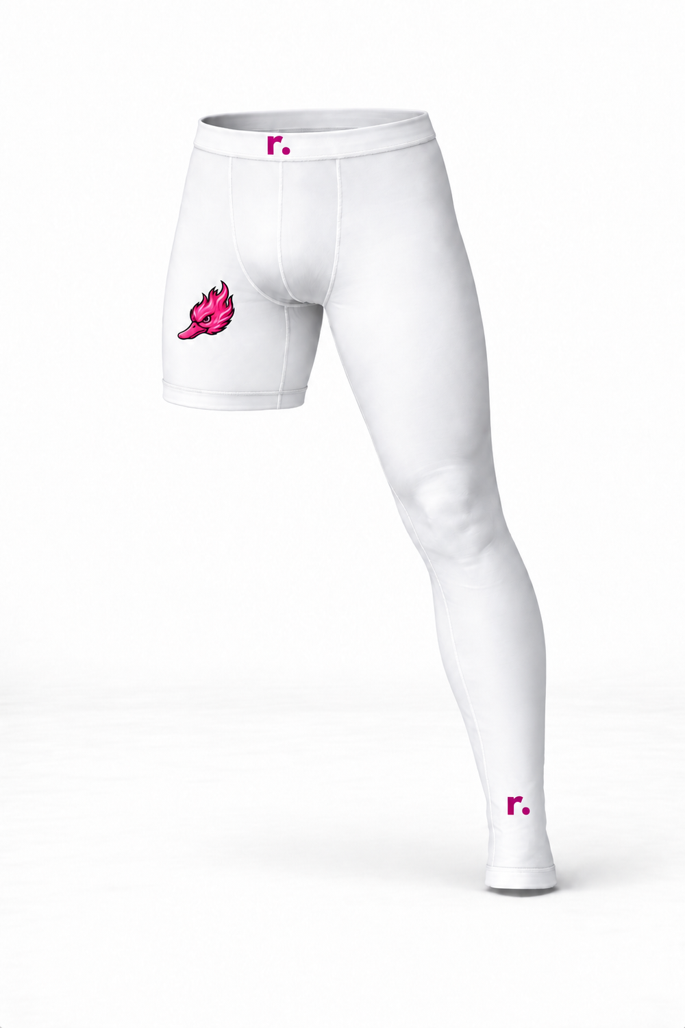 Compression 1 jambe Spicy Ducks rose - Blanc