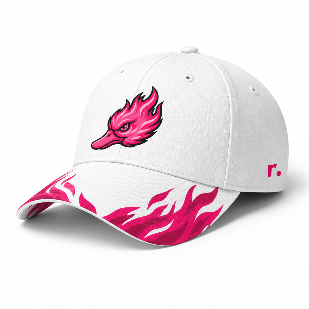 Casquette Spicy Ducks rose - Blanc / Flammes