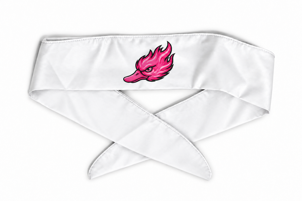 Bandeau à nouer Spicy Ducks rose - Blanc / Uni