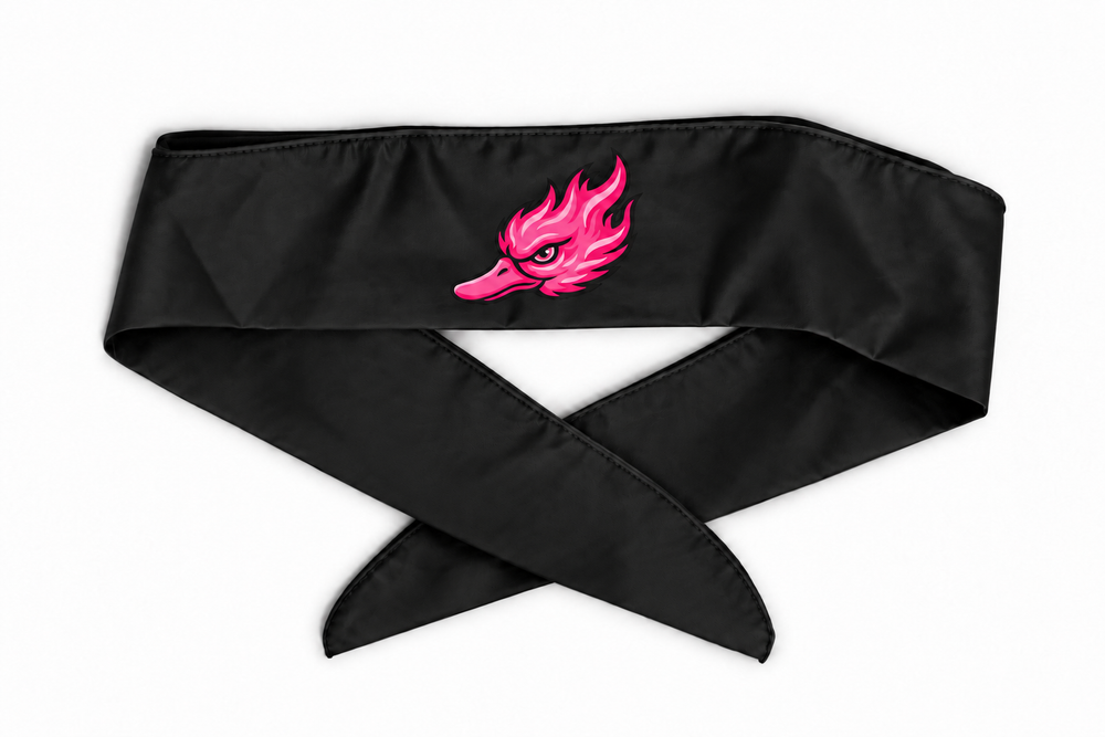 Bandeau à nouer Spicy Ducks rose - Noir / Uni