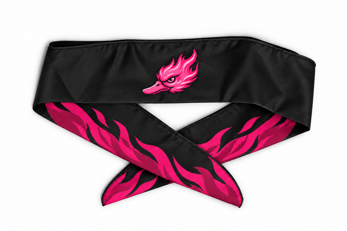 Bandeau à nouer Spicy Ducks rose - Noir / Flammes