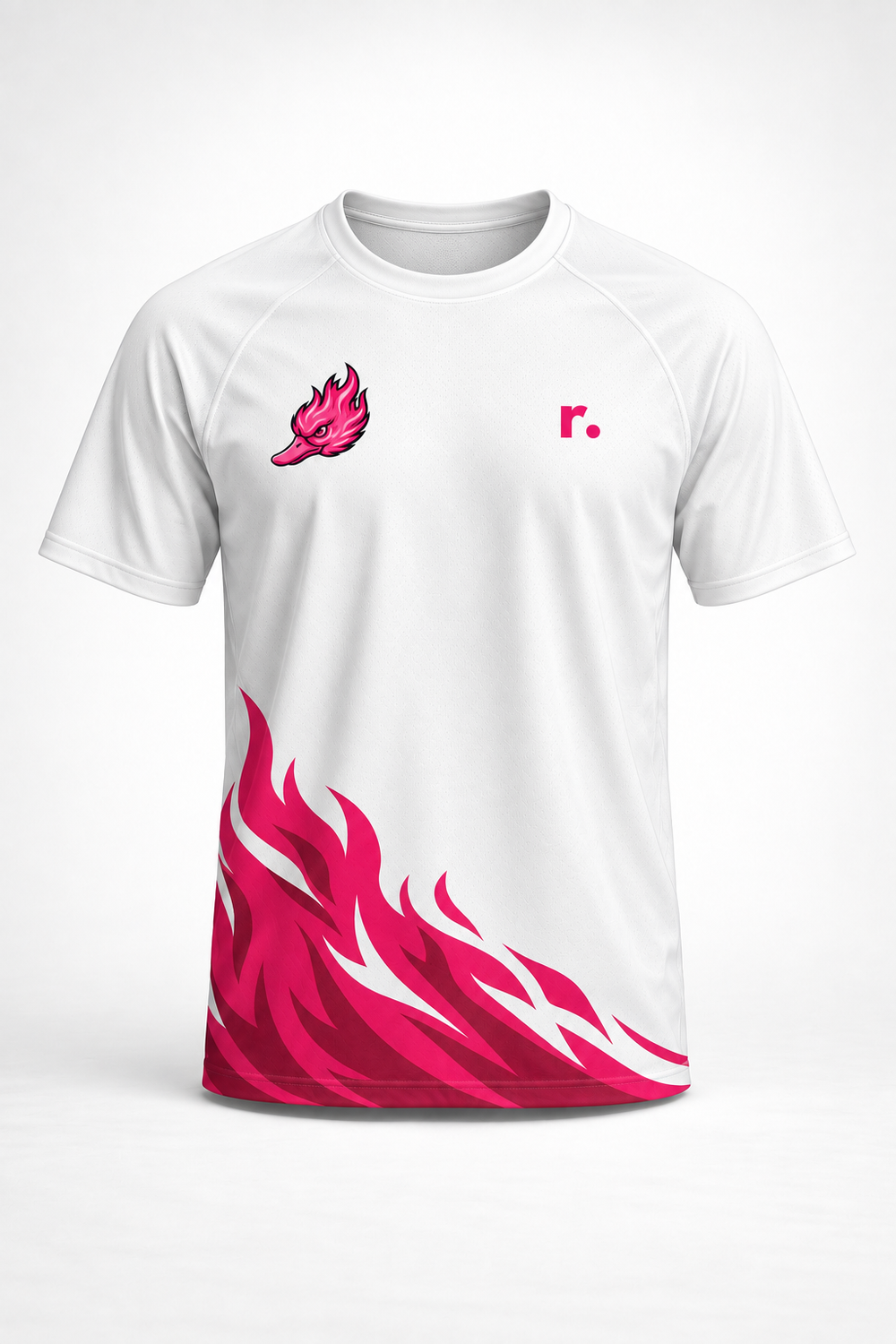 T-shirt synthétique Spicy Ducks rose - Blanc / Flammes
