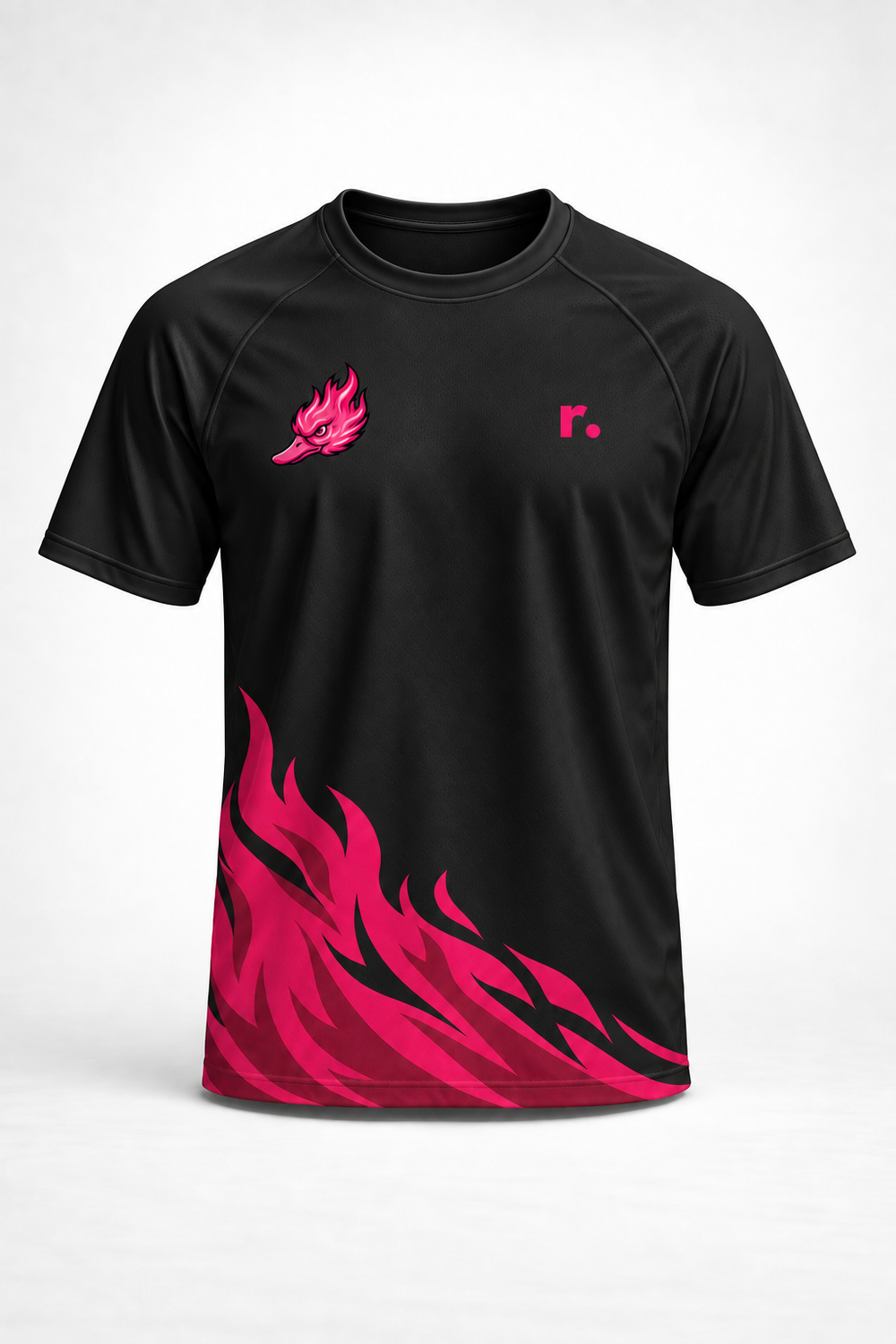 T-shirt synthétique Spicy Ducks rose - Noir / Flammes