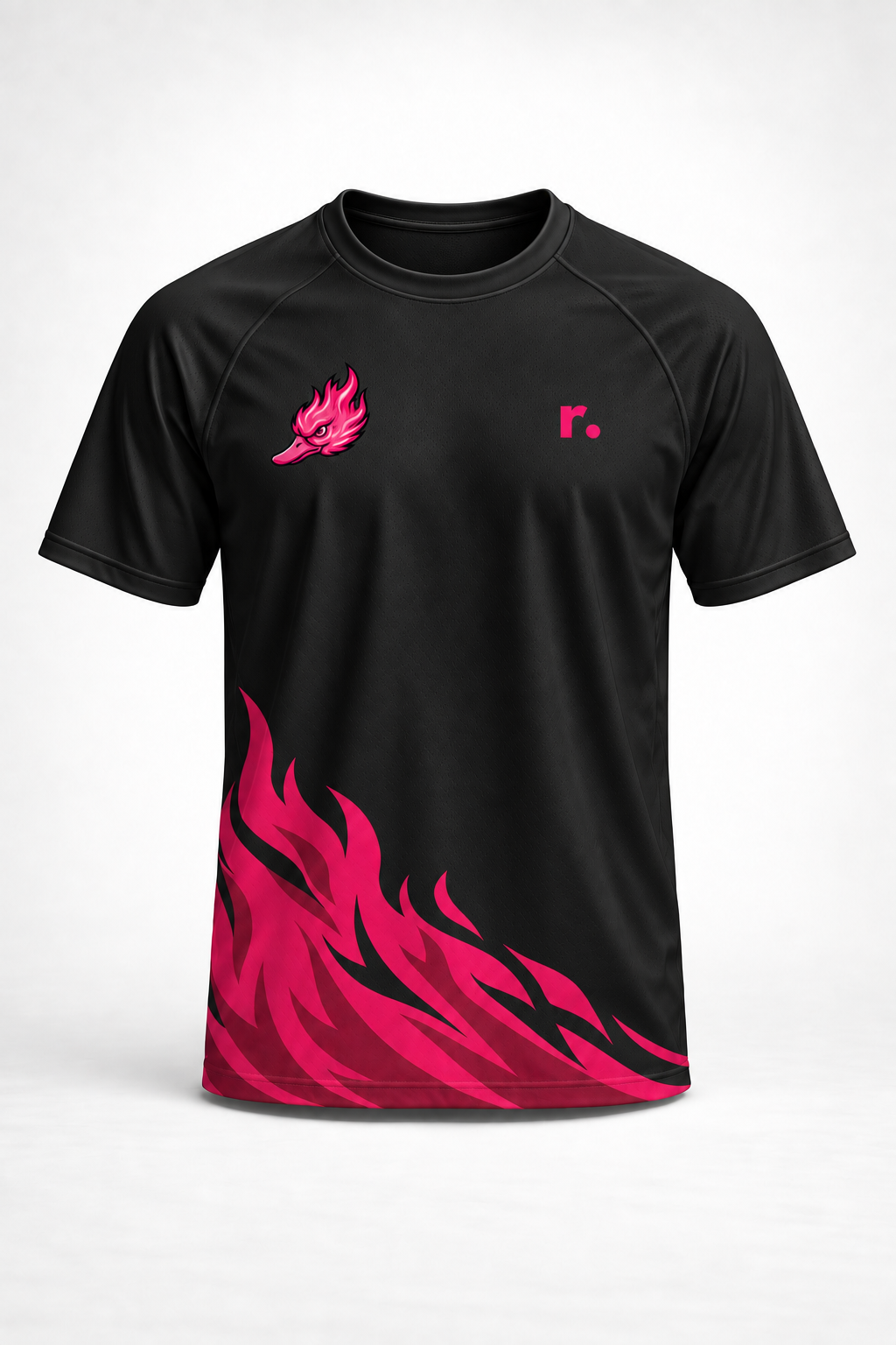 T-shirt synthétique Spicy Ducks rose - Noir / Flammes