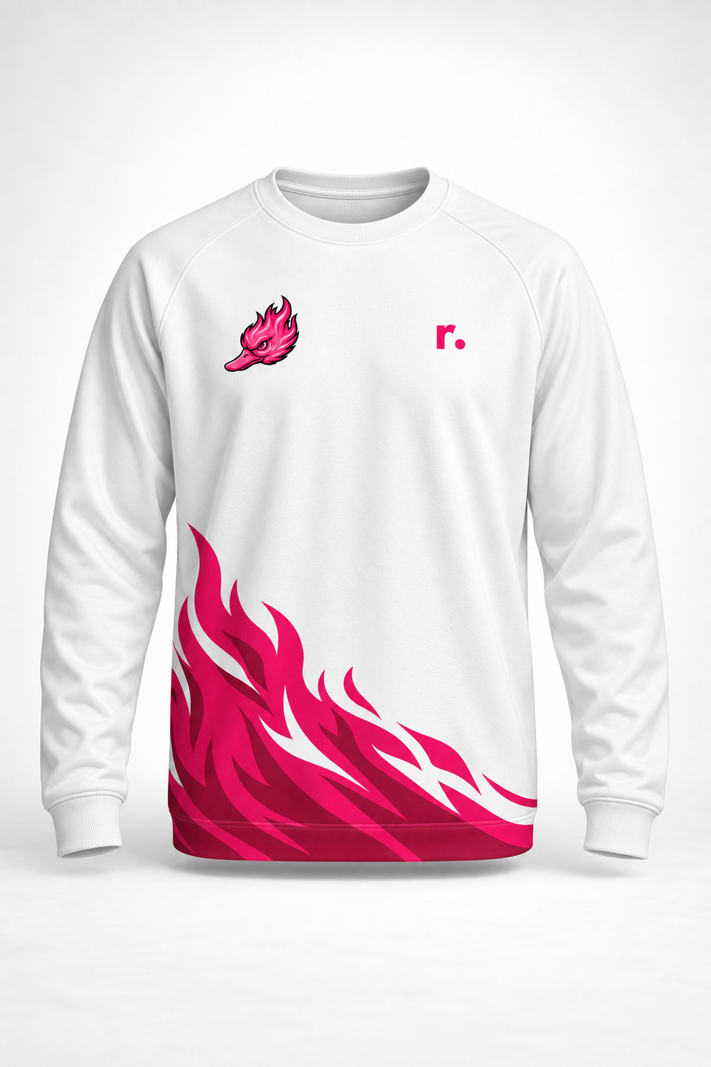 Pull synthétique Spicy Ducks rose - Blanc / Flammes