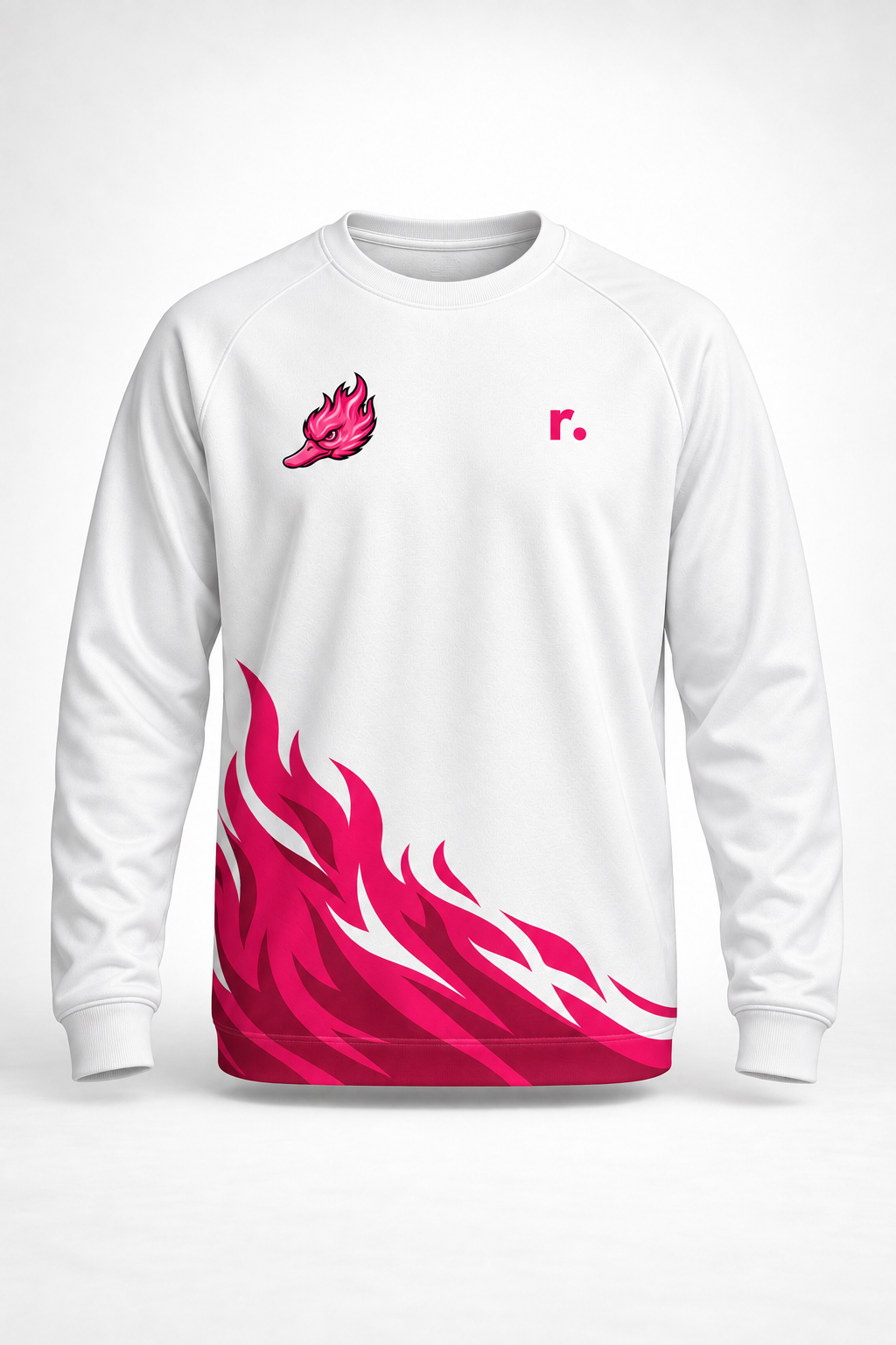 Pull synthétique Spicy Ducks rose - Blanc / Flammes