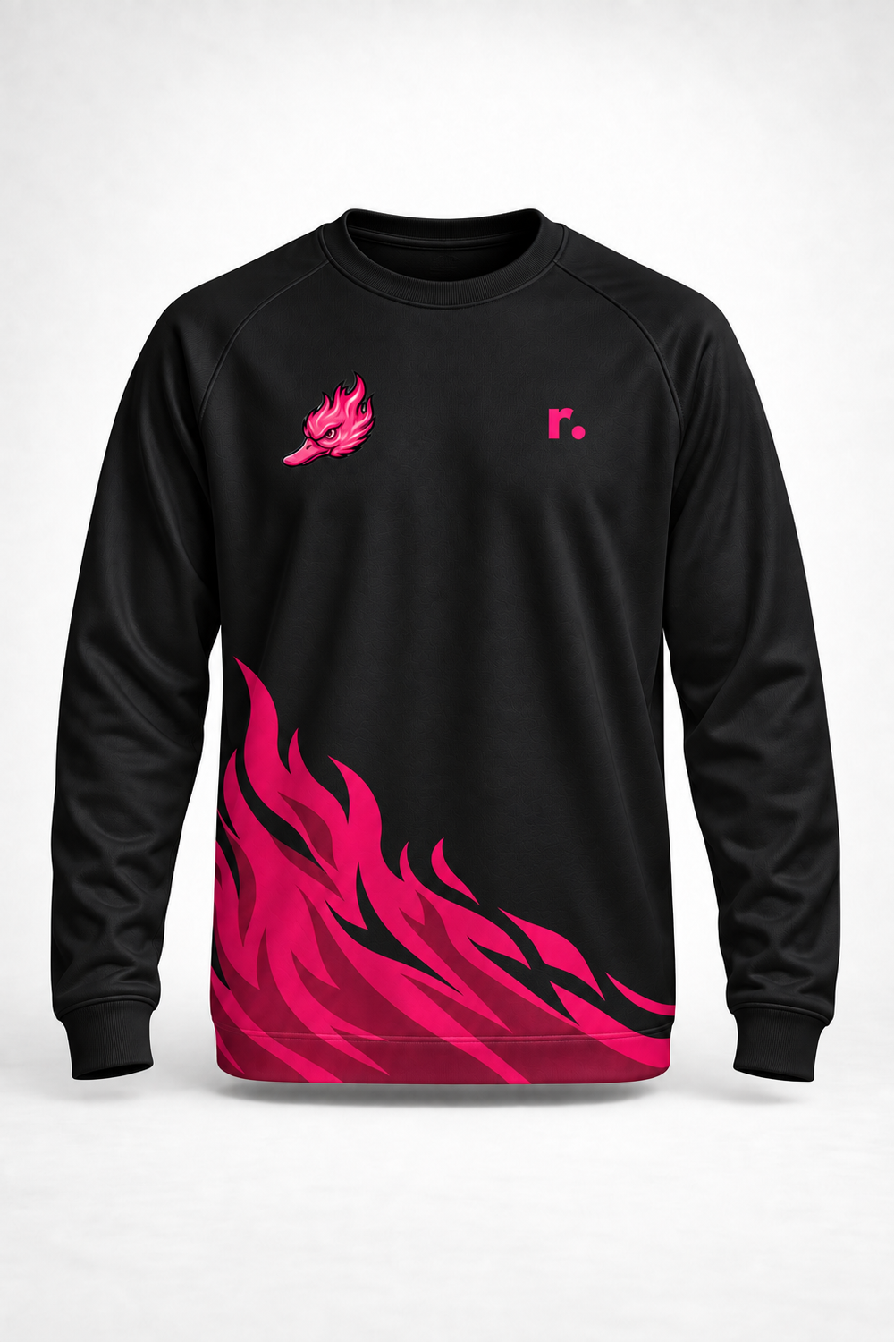 Pull synthétique Spicy Ducks rose - Noir / Flammes