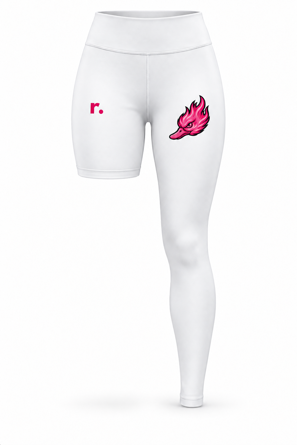 Legging féminin 1 jambe Spicy Ducks rose - Blanc
