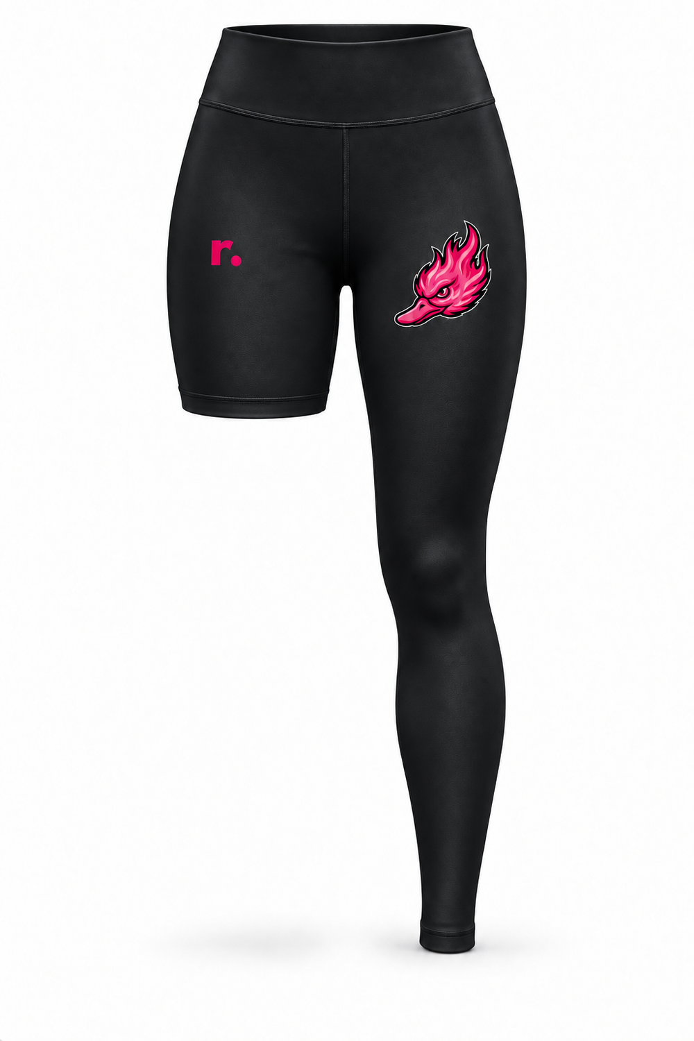 Legging féminin 1 jambe Spicy Ducks rose - Noir