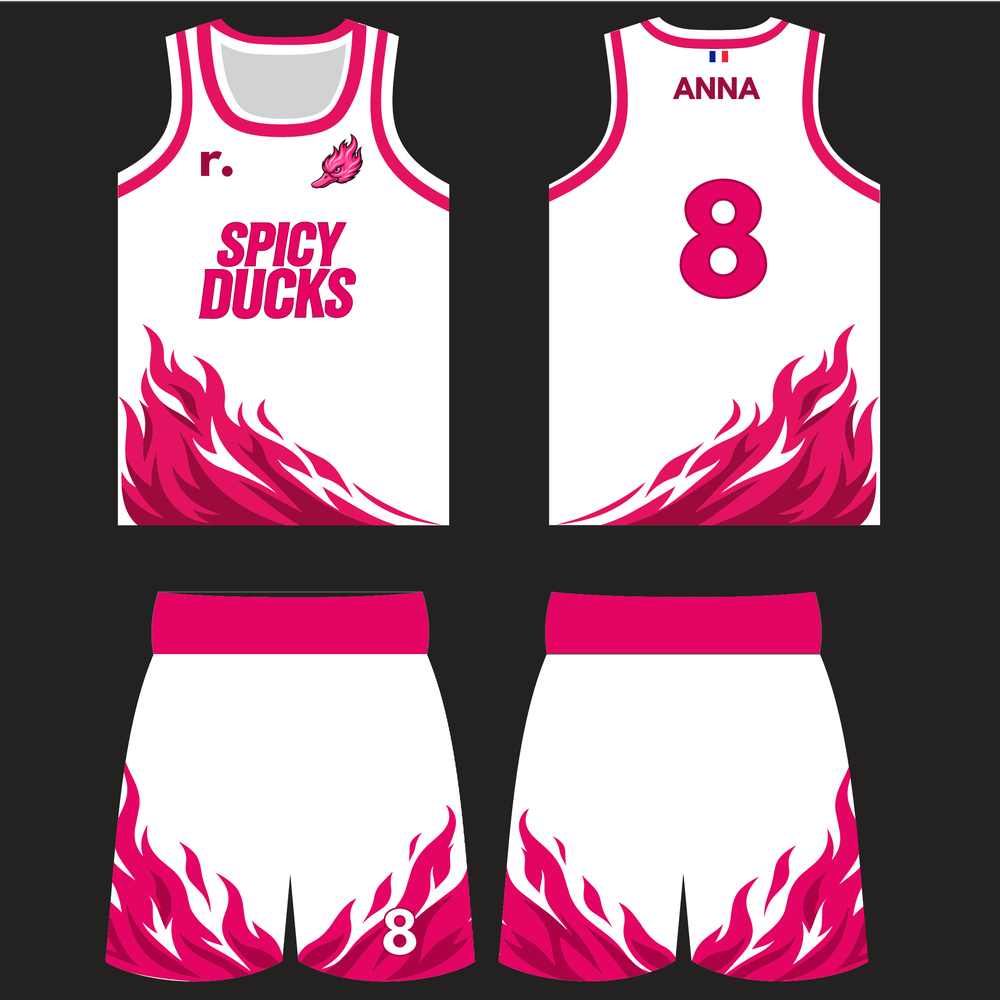 Ensemble maillot réversible + short Spicy Ducks rose - Réversible