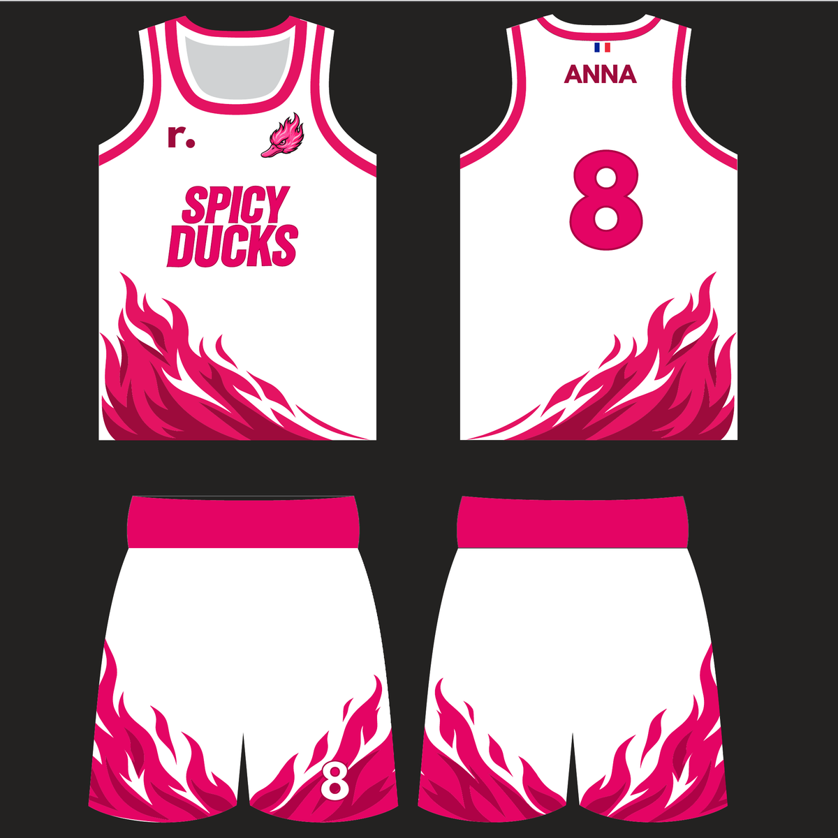 Ensemble maillot réversible + short Spicy Ducks rose - Réversible